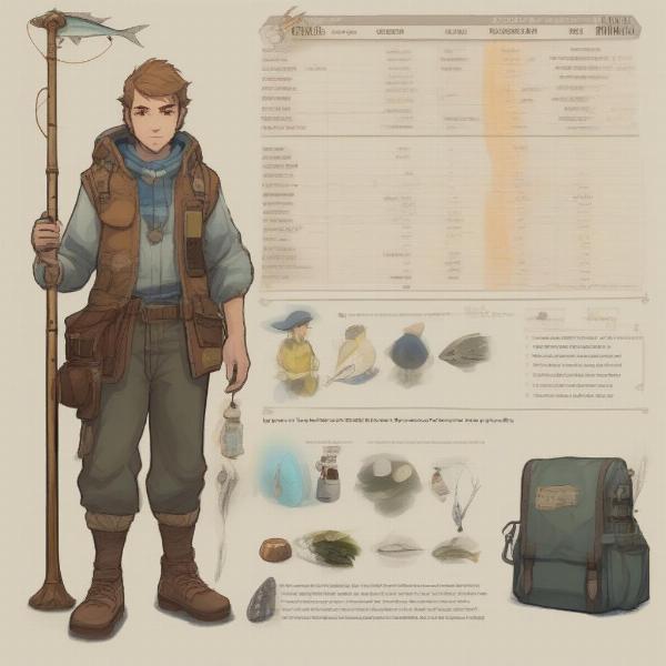 fishing game character in rpg style progression