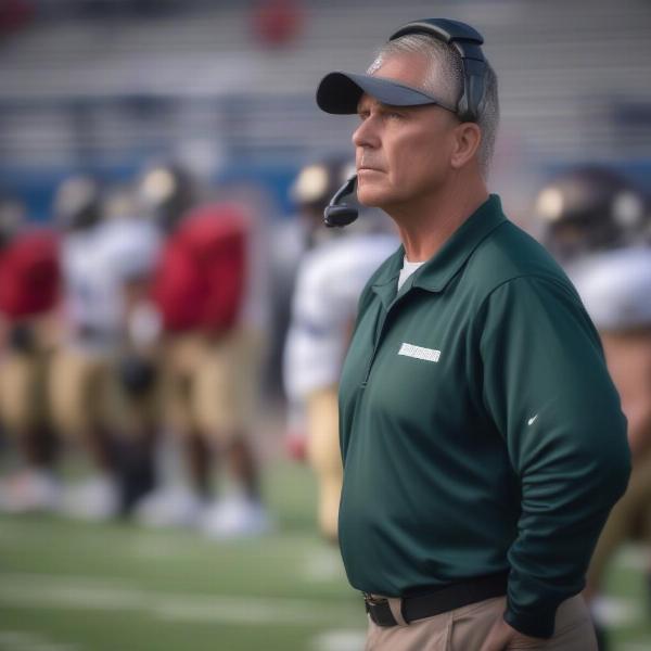 Football coach directs players from sideline during Howard vs Hampton game