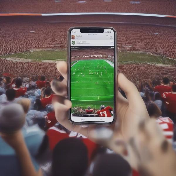 football game fan sharing social media