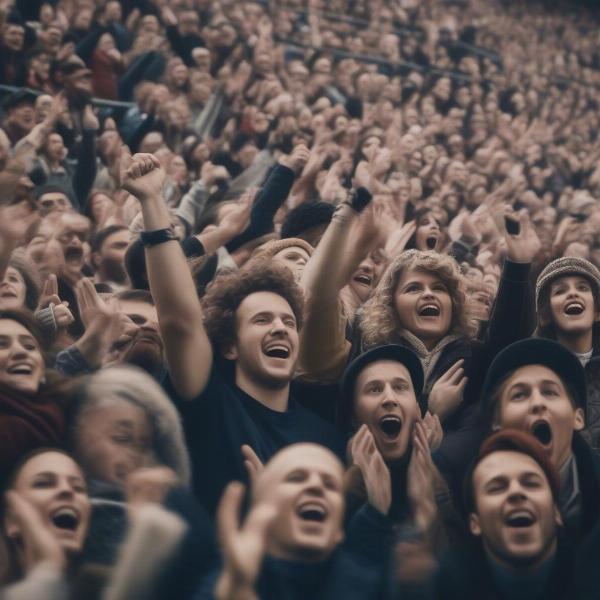 Fans Cheering at New Year's Day Football Game