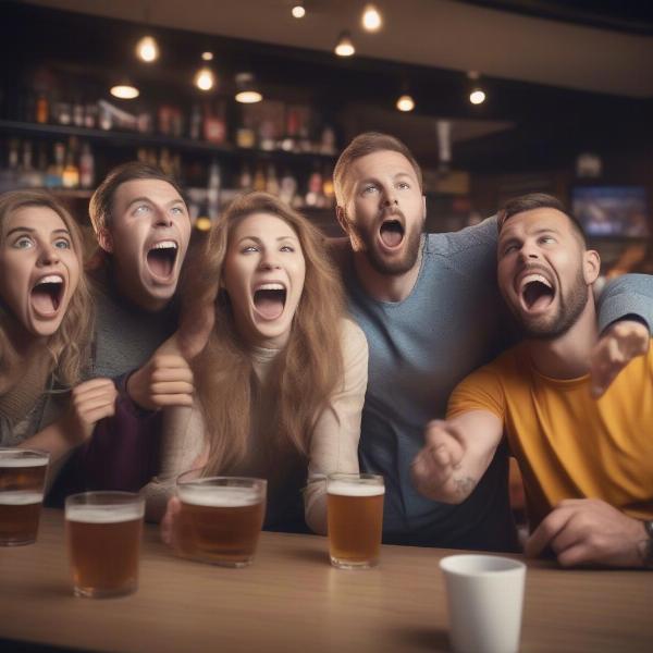 football fans watching game