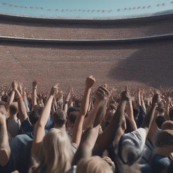 football game crowd singing popular song