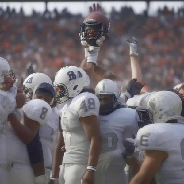football player celebrating bowl game