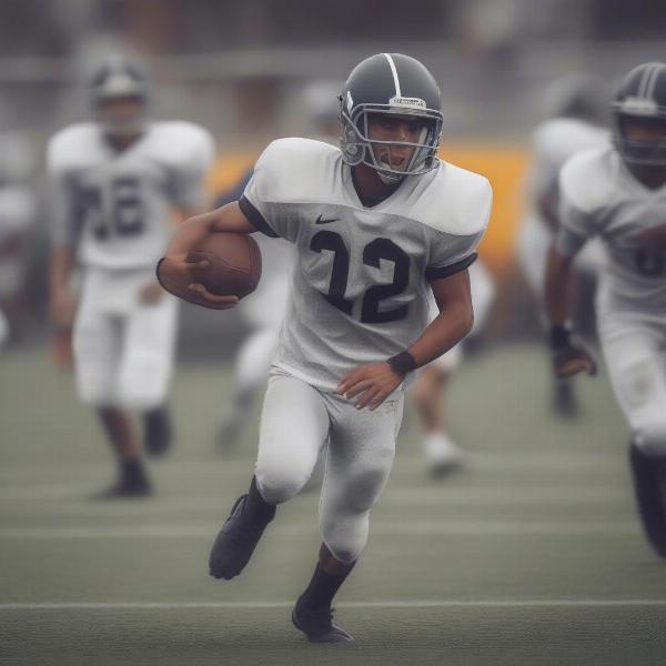 football player intense game performance