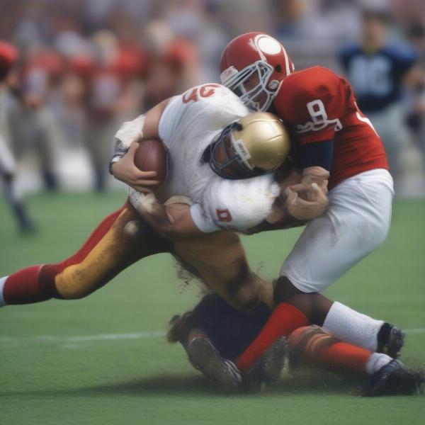 football player tackle impact