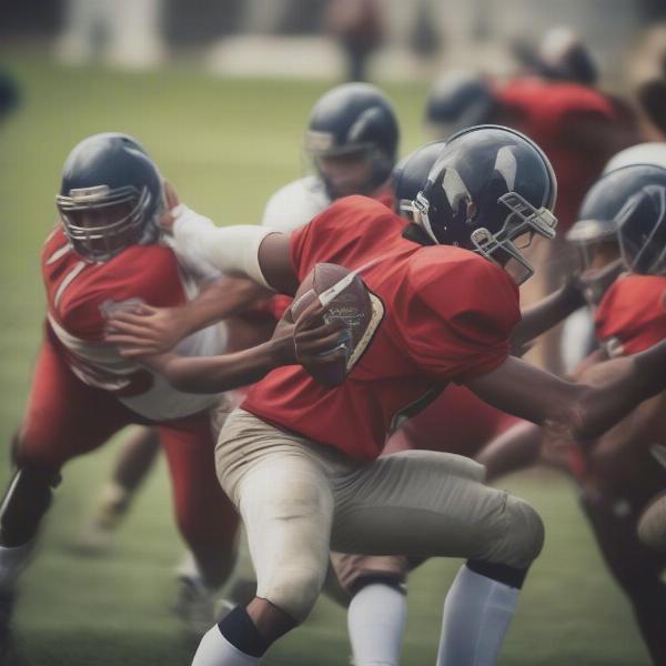 Football Players in Action on Field