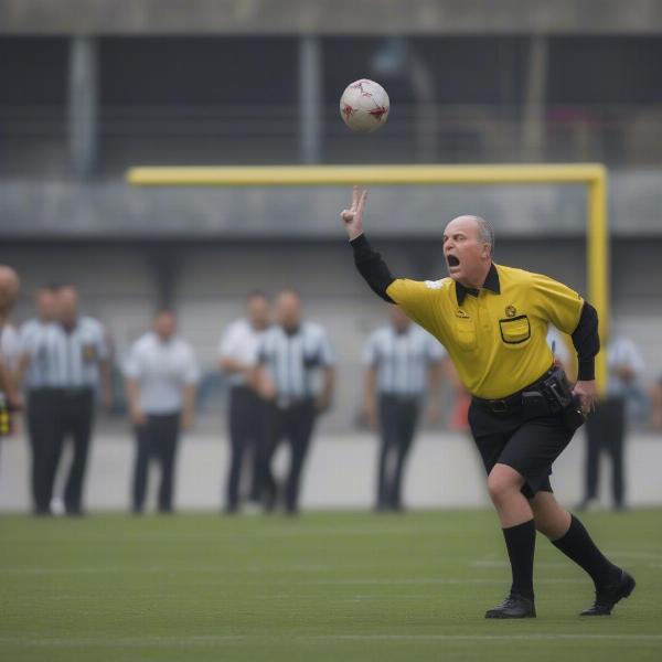football referee throwing flag