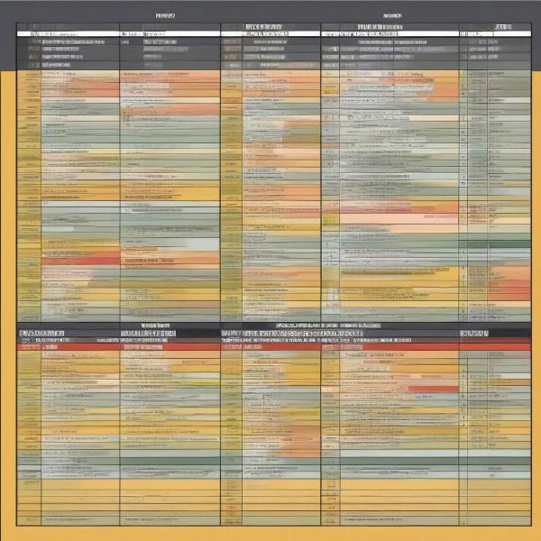 Football game schedule grid showing different kickoff times