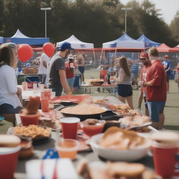 football tailgate party food fans