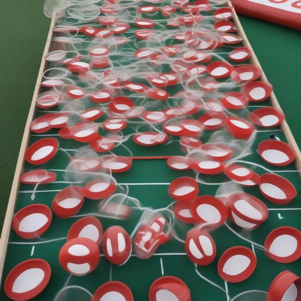 Football toss game target with skill rings at a carnival