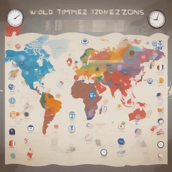 World Map Football Time Zones
