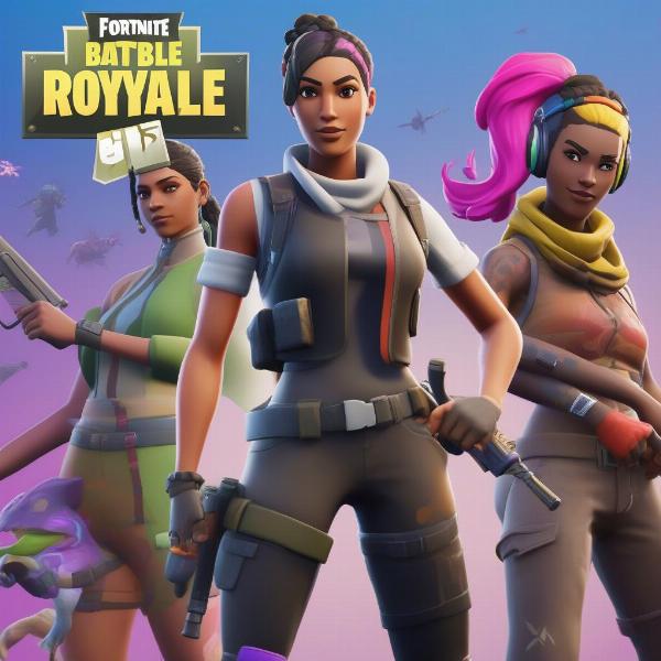 fortnite battle royale on xbox showing diverse characters and weapons