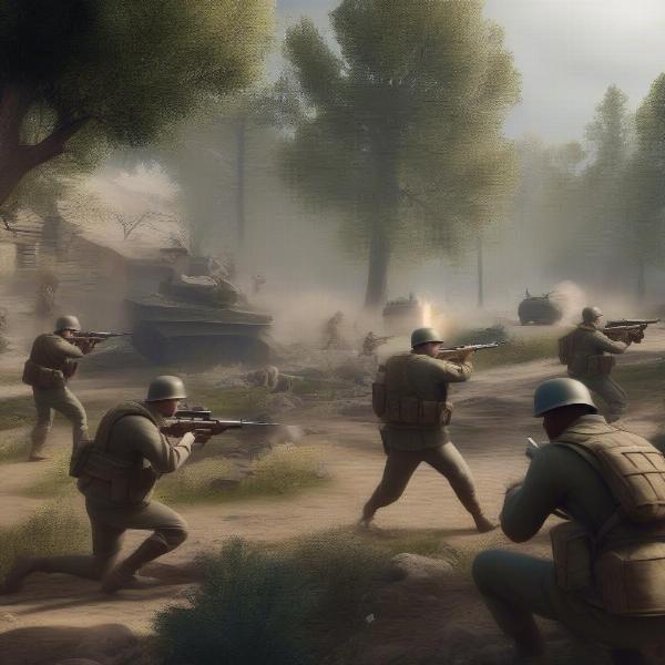 Free World War 2 game soldiers in combat