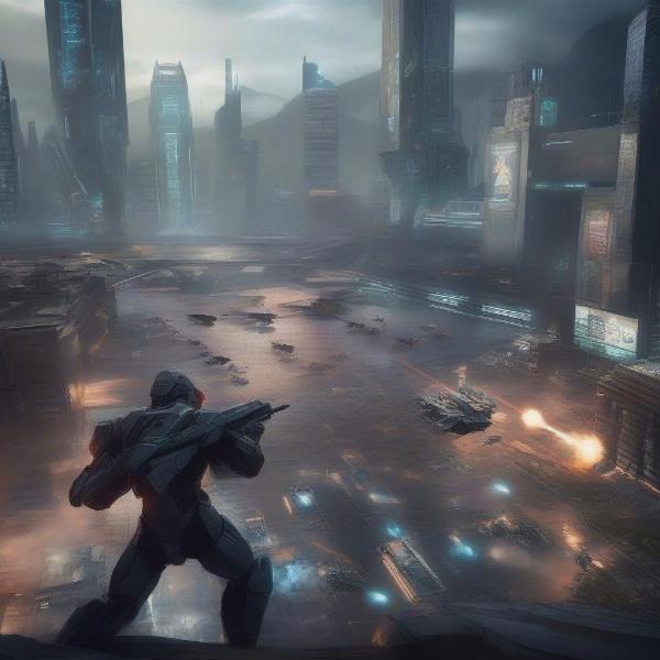 futuristic soldiers in strategic combat