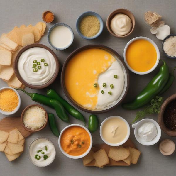 various cheese dip ingredients