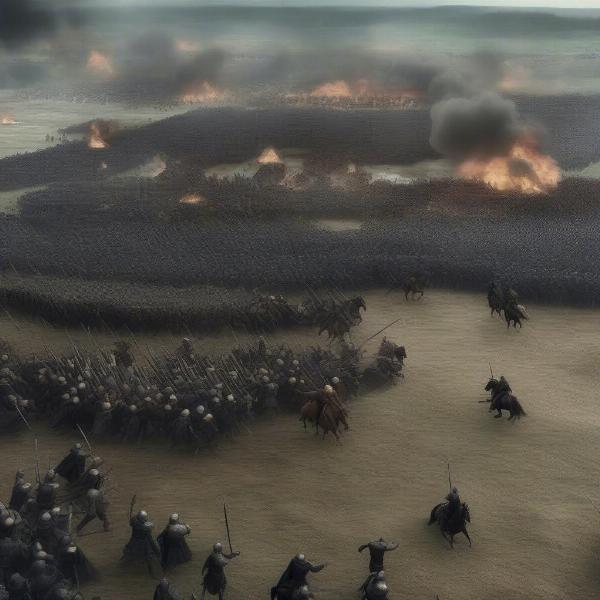 scene of the battle of the bastards in game of thrones