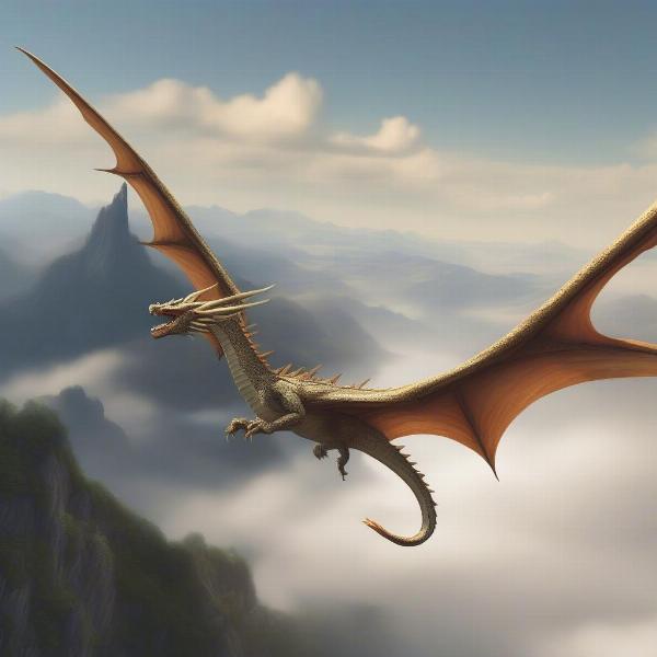 dragon flying across landscape