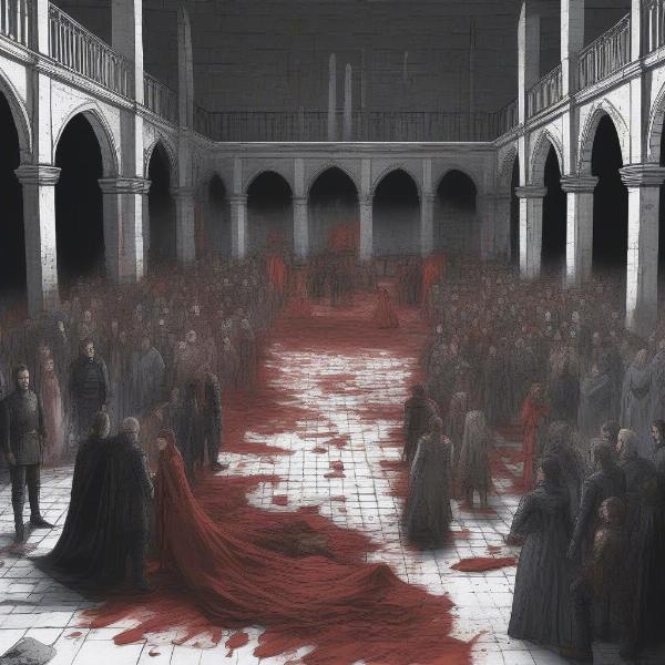 scene of the red wedding from game of thrones