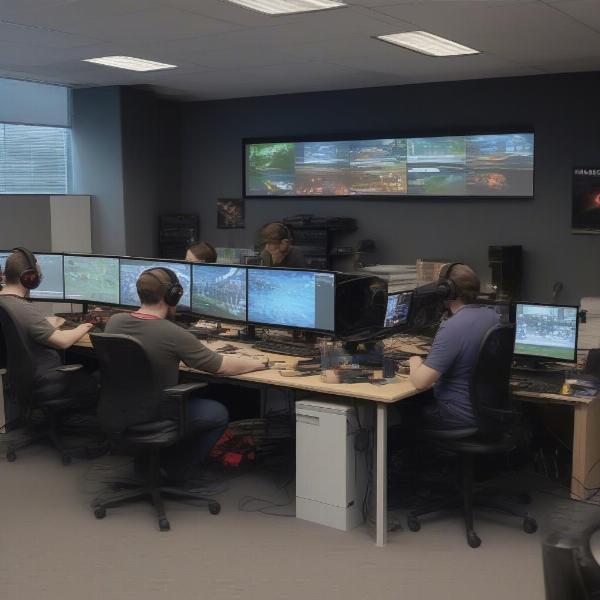 Game Testers Working at the Office