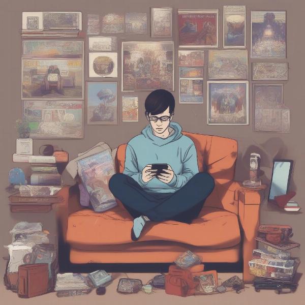 gamer-choosing-offline-game-based-on-genre