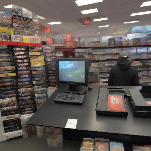 GameStop trade in counter with employee