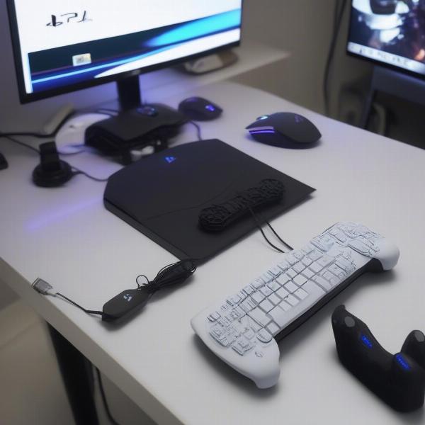 gaming keyboard and mouse with ps5 setup showing ergonomics and gaming setup