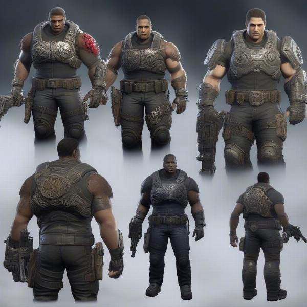 Close up of Gears of War 4 graphics highlighting visual detail of characters