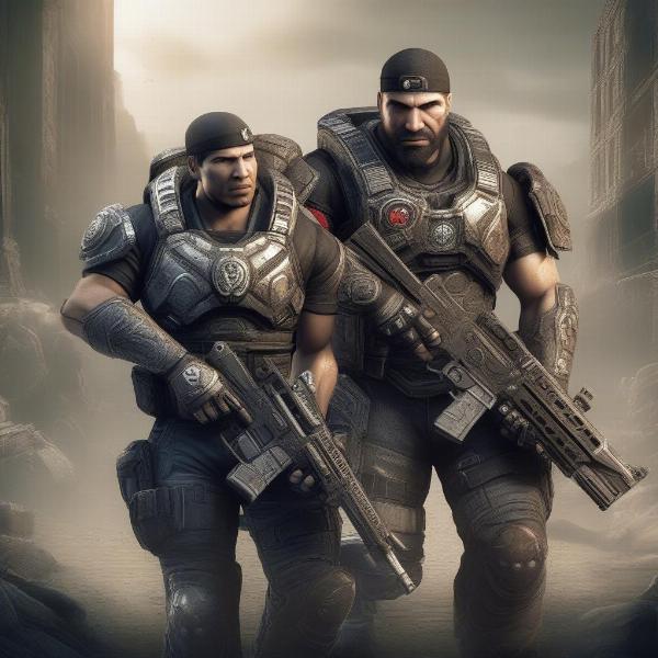 Gears of War characters Marcus and Dom, icons of the franchise
