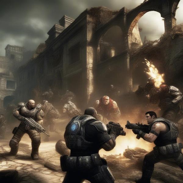 gears of war xbox 360 intense cover battle