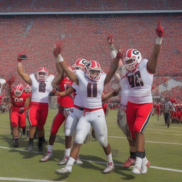 georgia bulldogs team celebrating a victory