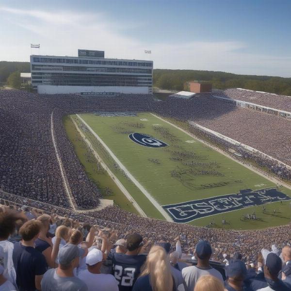 The atmosphere of a Georgia Southern football game, including fan reactions and on-field action