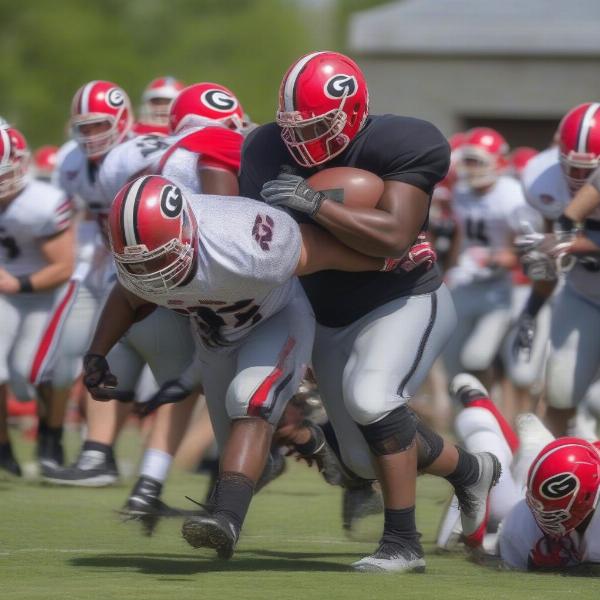 georgia spring game defensive lineman tackling