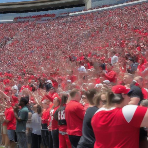 georgia spring game fans cheering in stands