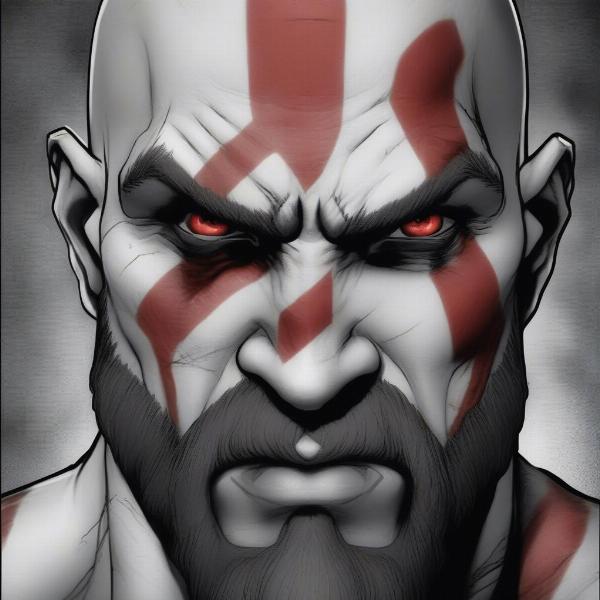 Kratos expressive face in God of War 1