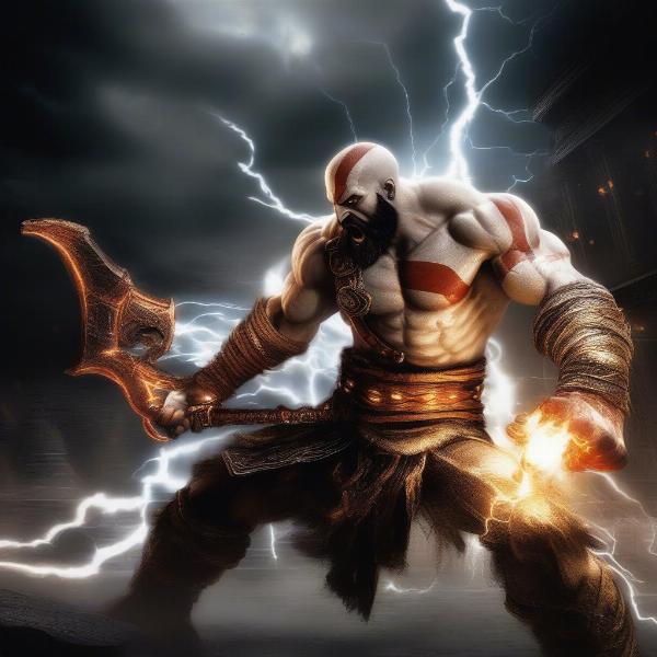 Kratos engaged in a fierce battle with Zeus in God of War 3