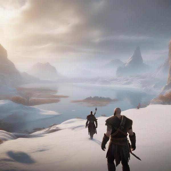 Kratos and Atreus on their journey in God of War 4