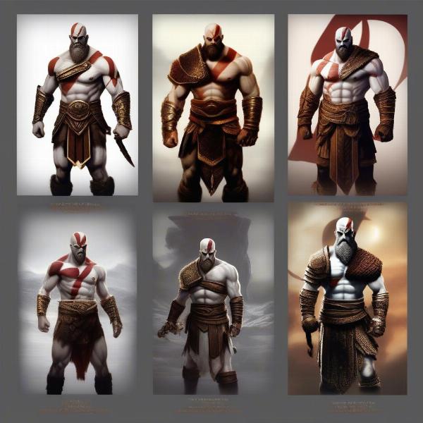 Kratos in chronological order within the God of War game series, from Ascension to God of War 3, showcasing his journey