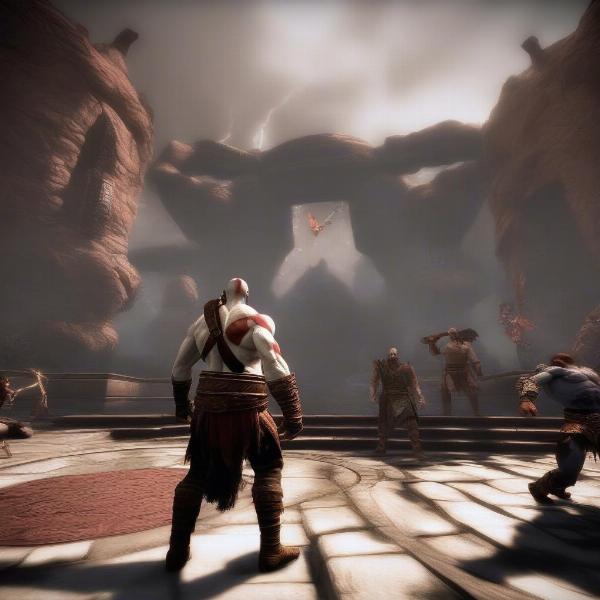 god of war ps3 gameplay showing kratos fighting medusa