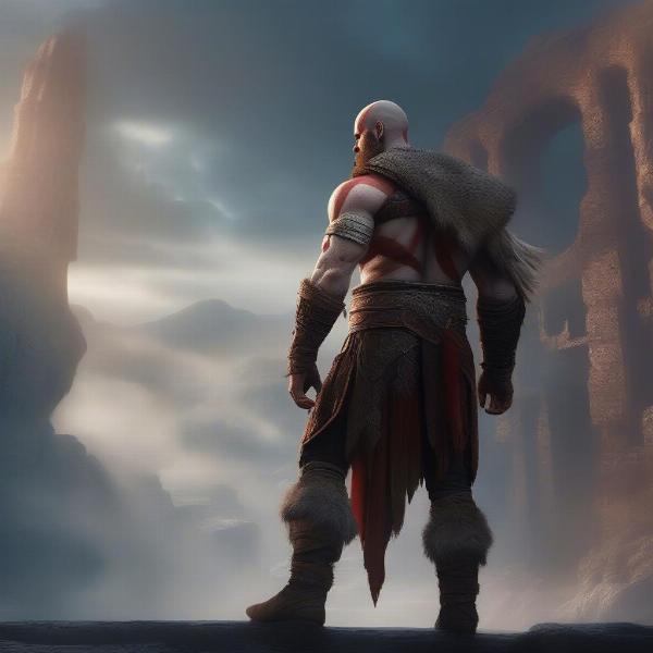 Kratos exploring the realm of Valhalla