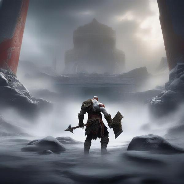 Kratos amidst the Norse mythology setting of Valhalla, highlighting the atmosphere and narrative significance of the DLC