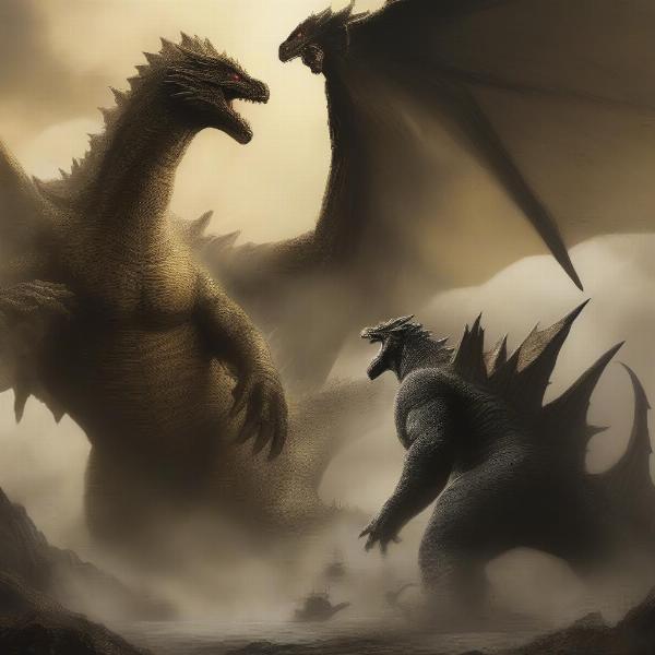 Godzilla King of The Monsters Versus another Kaiju