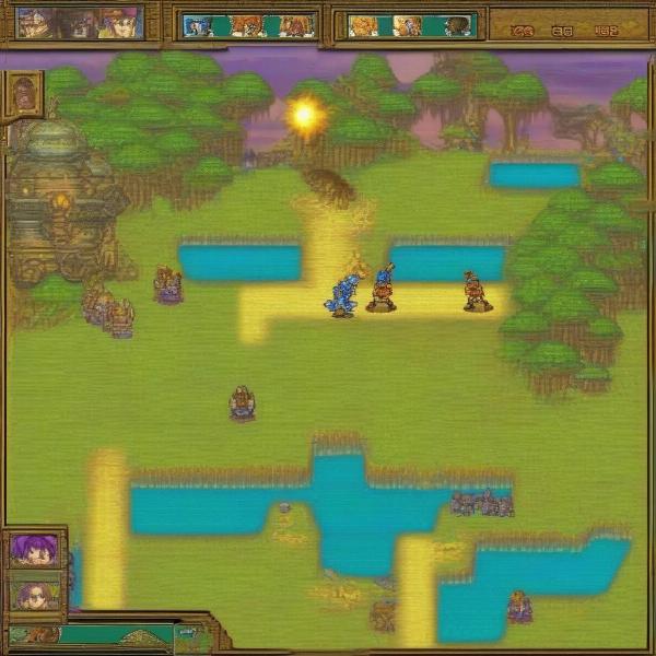 Golden Sun GBA battle scene with detailed character sprites and visual effects