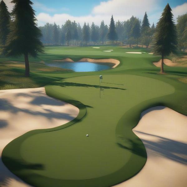 A golf game on Xbox showing a realistic in-game course.