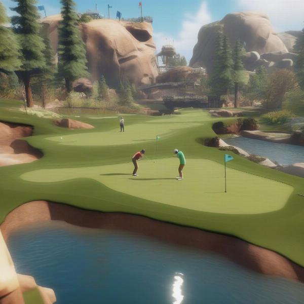 Gameplay of Golf With Your Friends on Xbox showing chaotic multiplayer