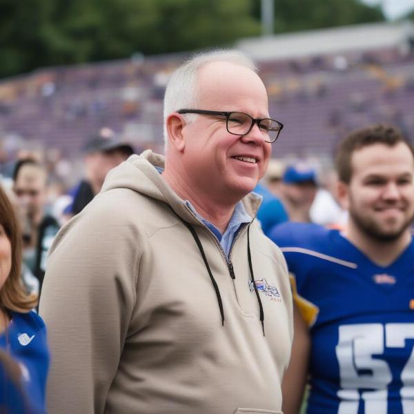 Tim Walz at a football game