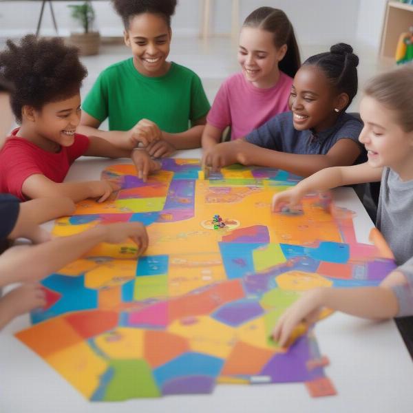 kids playing cooperative board game for social skills