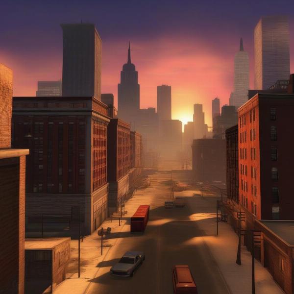 gta iv liberty city at sunset