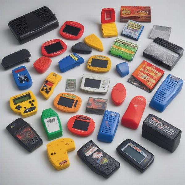 Collection of various handheld football games from 80s era