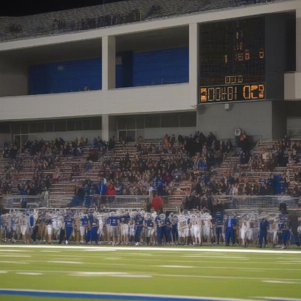 High School Football Game Clock Showing Remaining Time