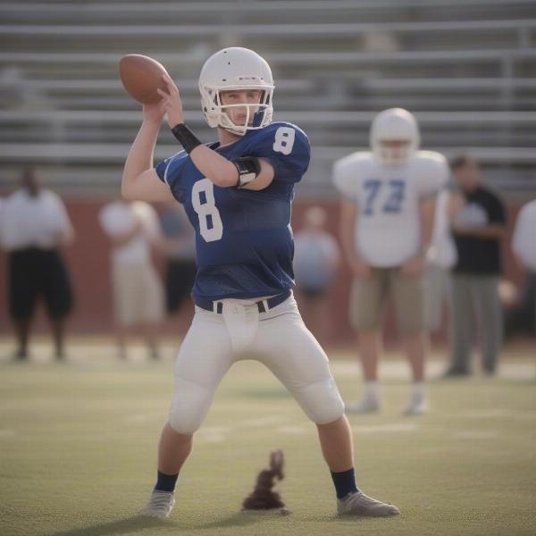 High School Quarterback Throwing Football